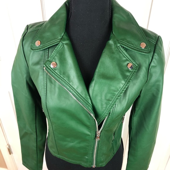 Express Green Moto Jacket XSmall - Picture 4 of 6